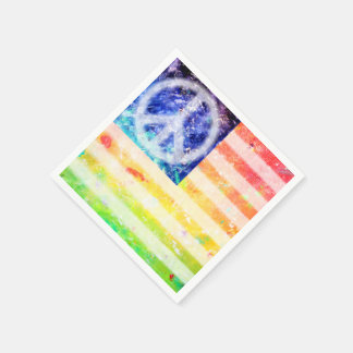 Hippie Peace Freak Flag Serviette