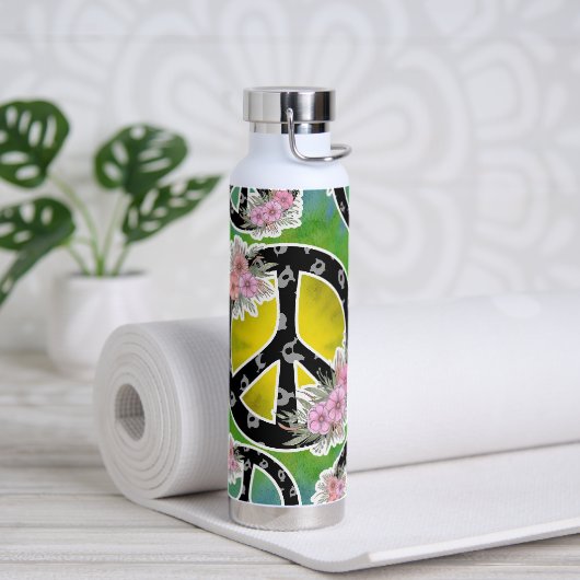 Hippie Peace Gefärbte Krawatte Blume Tumbler Flasc Trinkflasche (Yoga)