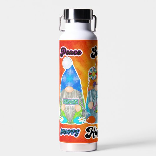 Hippie Peace Gefärbte Krawatte Gnomes Tumbler Flas Trinkflasche (Vorne)