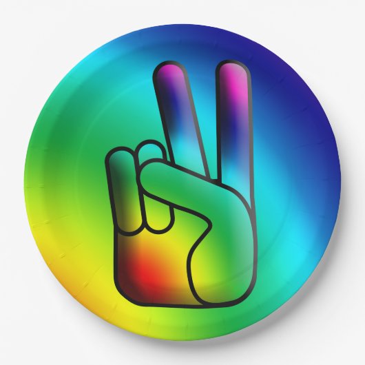 Hippie Peace Hand Signing Party Teller (Vorderseite)