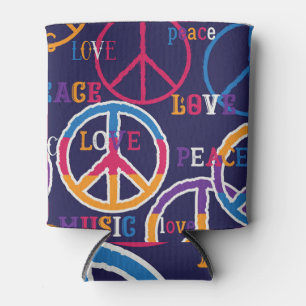 Hippie Peace: Lebhaftes Symboldesign. Dosenkühler