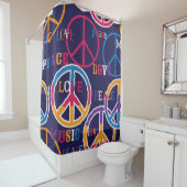 Hippie Peace: Lebhaftes Symboldesign. Duschvorhang (Beispiel)