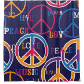 Hippie Peace: Lebhaftes Symboldesign. Duschvorhang (Vorderseite)