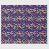 Hippie Peace: Lebhaftes Symboldesign. Geschenkpapier (Flach)