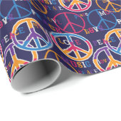 Hippie Peace: Lebhaftes Symboldesign. Geschenkpapier (Rolleneckpunkt)