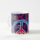 Hippie Peace: Lebhaftes Symboldesign. Kaffeetasse (Vorderseite Links)