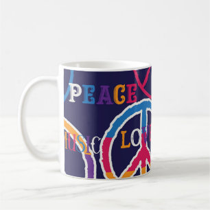 Hippie Peace: Lebhaftes Symboldesign. Kaffeetasse