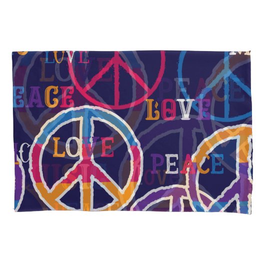 Hippie Peace: Lebhaftes Symboldesign. Kissenbezug (Vorderseite)