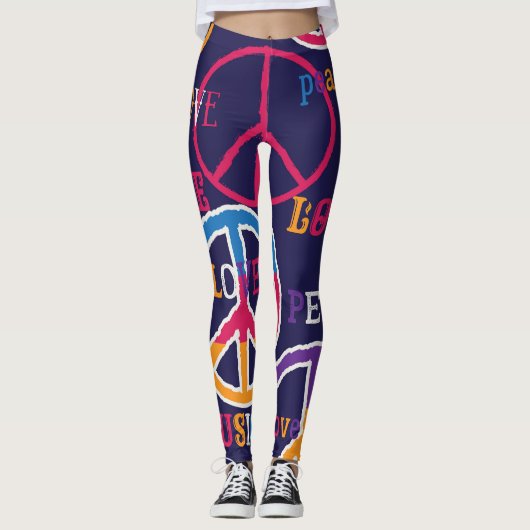 Hippie Peace: Lebhaftes Symboldesign. Leggings (Vorderseite)