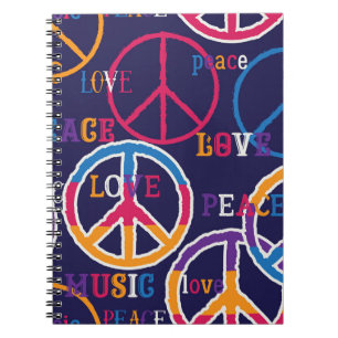 Hippie Peace: Lebhaftes Symboldesign. Notizblock