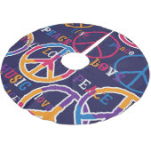 Hippie Peace: Lebhaftes Symboldesign. Polyester Weihnachtsbaumdecke (Schrägansicht)
