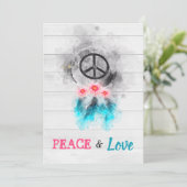 *~ Hippie Peace Liebe 60er Baby Neutral Dusche Einladung (Stehend Vorderseite)