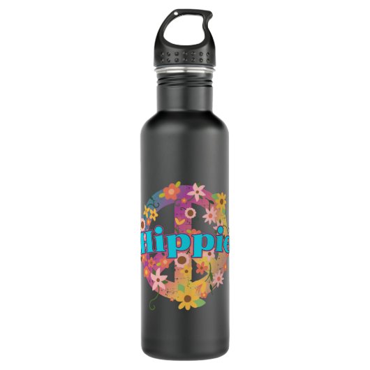 Hippie Peace Namaste Hippies Frieden Edelstahlflasche (Vorderseite)