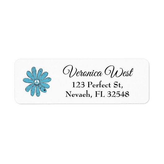 Hippie Peace Sign Blume Aqua gestört aussehen (Vorne)