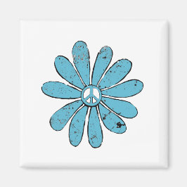 Hippie Peace Sign Blume Aqua gestört aussehen Magnet