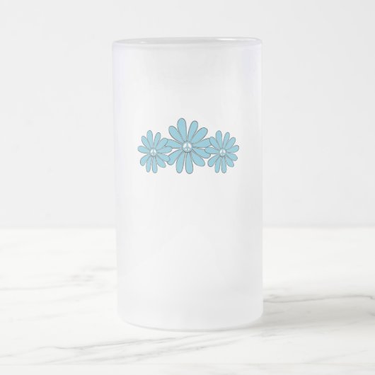 Hippie Peace Sign Blume Aqua Mattglas Bierglas (Mittel)