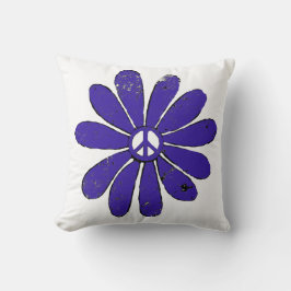 HIppie Peace Sign Blume Lila erschüttertes Aussehe Kissen