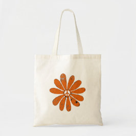 Hippie Peace Sign Blume Orange Distreslook Tragetasche
