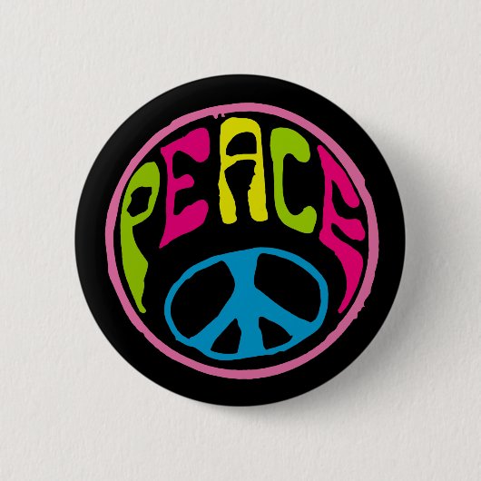 Hippie Peace Sign Button (Vorderseite)