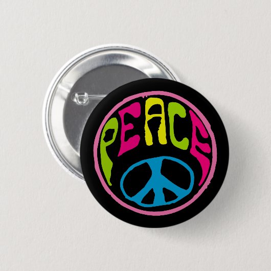 Hippie Peace Sign Button (Vorne & Hinten)