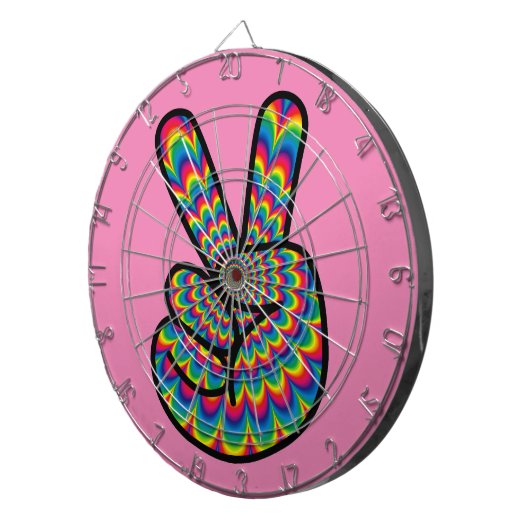 HIPPIE PEACE SIGN DART BOARD DARTSCHEIBE (Vorderseite rechts)
