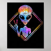 Hippie Peace Sign Outer Space - Alien Poster (Vorne)