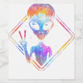 Hippie Peace Sign Outer Space - Alien Weinetikett (Einzelnes Label)
