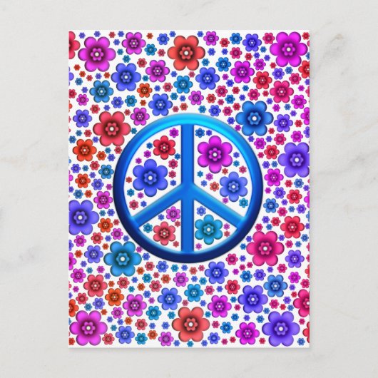 Hippie Peace Sign Postkarte (Vorderseite)