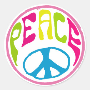 Hippie Peace Sign Runder Aufkleber