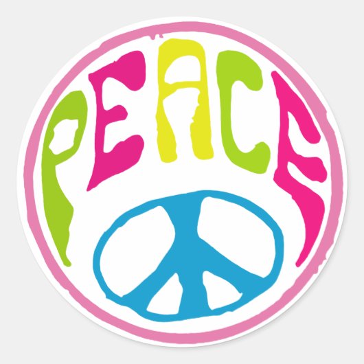 Hippie Peace Sign Runder Aufkleber (Vorderseite)
