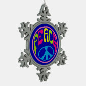 Hippie Peace Sign Schneeflocken Zinn-Ornament (Links)