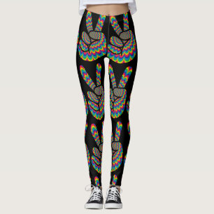HIPPIE PEACE SIGN YOGA PANTS LEGGINGS