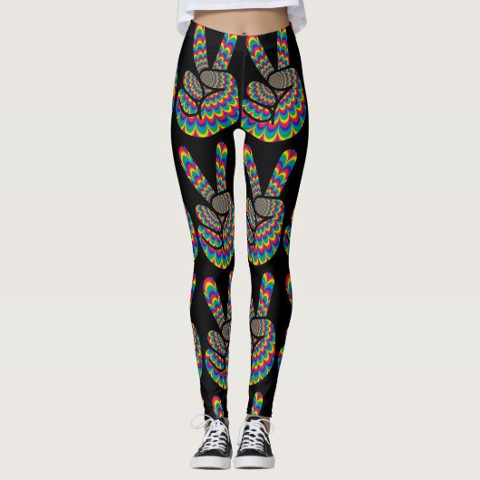 HIPPIE PEACE SIGN YOGA PANTS LEGGINGS (Vorderseite)