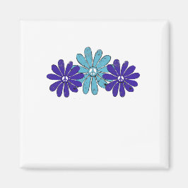 Hippie Peace Signa Blume Power Aqua Lila Magnet