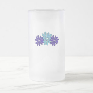 Hippie Peace Signa Blume Power Aqua Lila Mattglas Bierglas