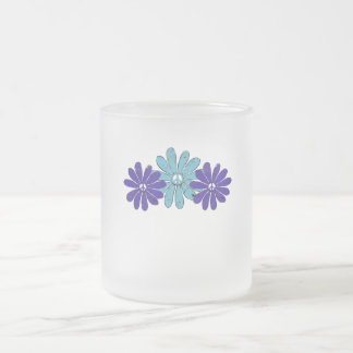 Hippie Peace Signa Blume Power Aqua Lila Mattglastasse