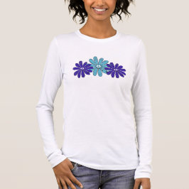 Hippie Peace Signa Blume Power Aqua Lila T-Shirt