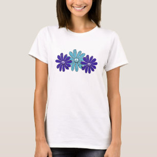 Hippie Peace Signa Blume Power Aqua Lila T-Shirt