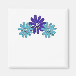 Hippie Peace Signa Blume Power Lila Aqua Magnet