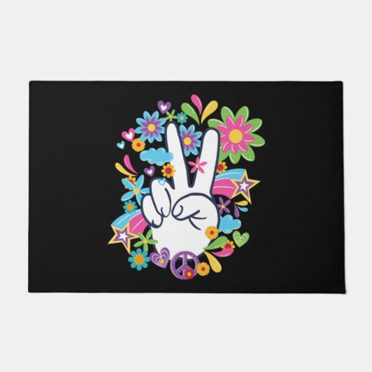 Hippie Peace Signs Fußmatte (Vorderseite)