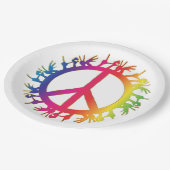 Hippie Peace Symbol Sixties Signieren Party Teller (Schrägansicht)
