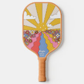 Hippie "Pickleball" Sonnenuntergang, farbenfrohe R Pickleball Schläger (Vorderseite)