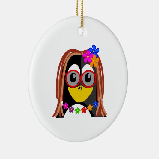Hippie-Pinguin Keramikornament (Rechts)