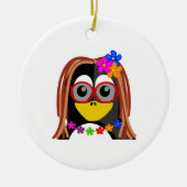 Hippie-Pinguin Keramikornament (Vorne)