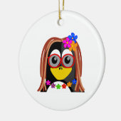 Hippie-Pinguin Keramikornament (Links)