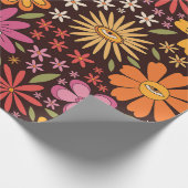Hippie Psychedelic 70er Groovy Blume Augenmuster Geschenkpapier (Ecke)