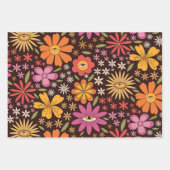 Hippie Psychedelic 70er Groovy Blume Augenmuster Geschenkpapier Set (Vorderseite)