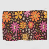 Hippie Psychedelic 70er Groovy Blume Augenmuster Golfhandtuch (Horizontal)