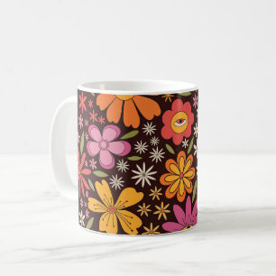 Hippie Psychedelic 70er Groovy Blume Augenmuster Kaffeetasse