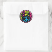 Hippie Psychedelic Peace Sign Runder Aufkleber (Tasche)